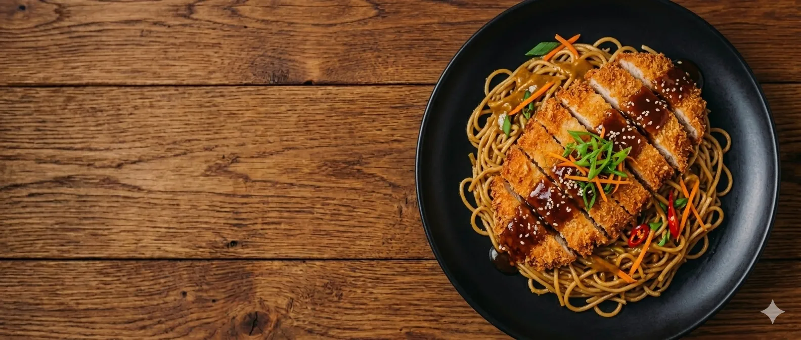 Курица кацу с лапшой