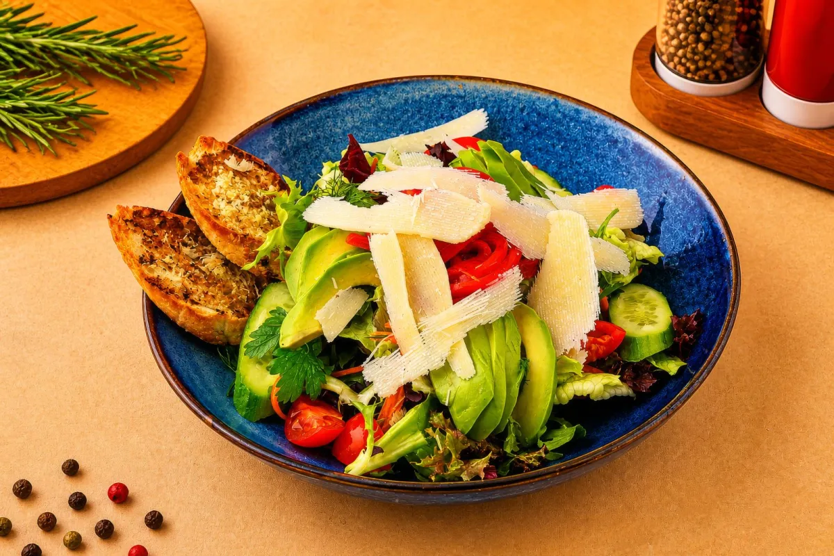 AVOKADOLU VE BALSAMİK SOSLU AKDENİZ SALATA